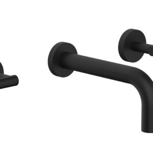Phylrich TRANSITION – Wall Lavatory Set 7 1/2″ Spout – Lever Handles 120-12 – Matte Black