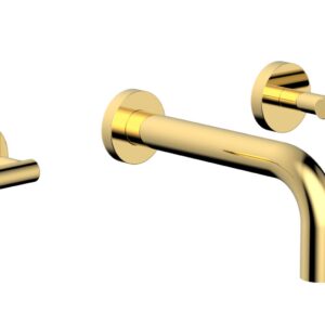 Phylrich TRANSITION – Wall Lavatory Set 7 1/2″ Spout – Lever Handles 120-12 – Polished Gold