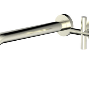Phylrich Transition 10″ Single Handle Wall Lavatory Set – Cross Handle 120-15-10 – Satin Nickel
