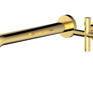 Phylrich Transition 10″ Single Handle Wall Lavatory Set – Cross Handle 120-15-10 – Polished Gold