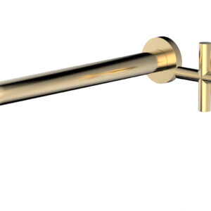 Phylrich Transition 12″ Single Handle Wall Lavatory Set – Cross Handle 120-15-12 – Satin Brass