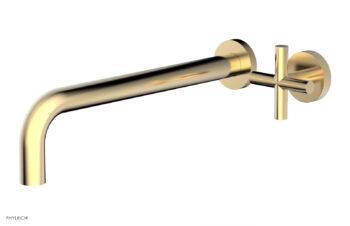 Phylrich Transition 12" Single Handle Wall Lavatory Set - Cross Handle 120-15-12 - Satin Brass