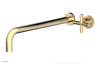 Phylrich Transition 14" Single Handle Wall Lavatory Set - Cross Handle 120-15-14 - Satin Brass