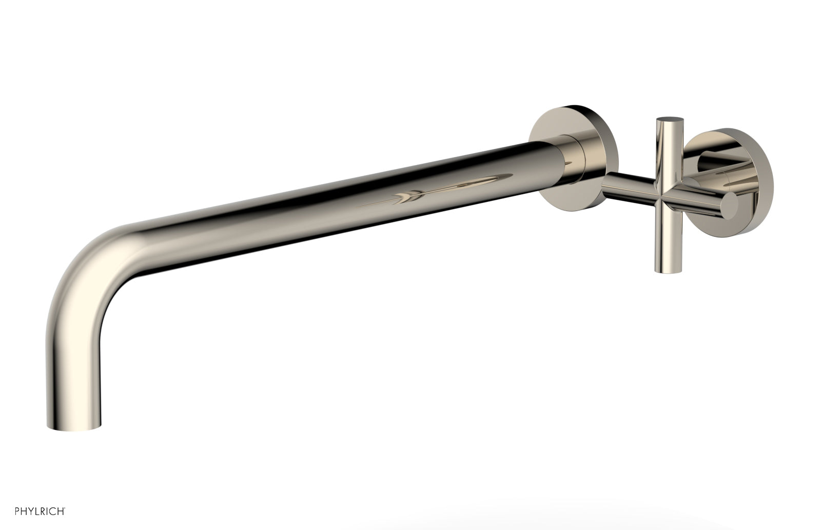 Phylrich Transition 14" Single Handle Wall Lavatory Set - Cross Handle 120-15-14 - Polished Nickel