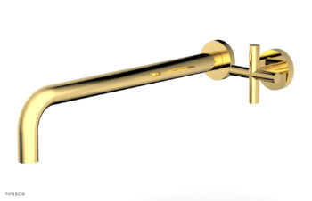 Phylrich Transition 14" Single Handle Wall Lavatory Set - Cross Handle 120-15-14 - Polished Gold