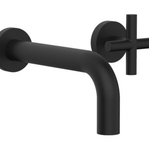 Phylrich TRANSITION – Single Handle Wall Lavatory Set – Cross Handles 120-15 – Matte Black