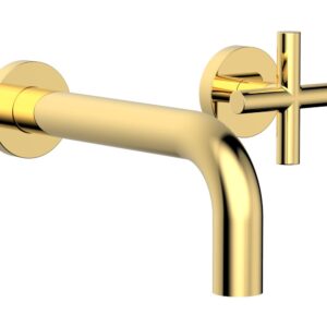 Phylrich TRANSITION – Single Handle Wall Lavatory Set – Cross Handles 120-15 – Polished Gold