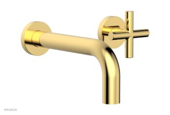 Phylrich TRANSITION - Single Handle Wall Lavatory Set - Cross Handles 120-15 - Polished Gold