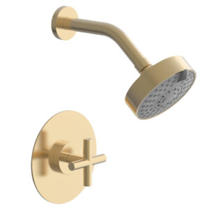 Phylrich TRANSITION – Pressure Balance Shower Set – Cross Handle 120-21 – Satin Brass