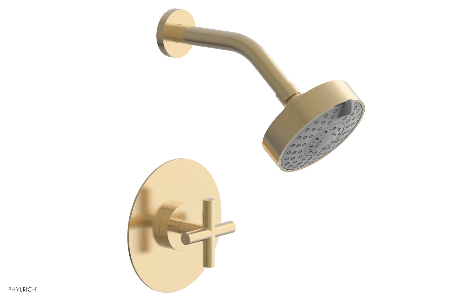 Phylrich TRANSITION - Pressure Balance Shower Set - Cross Handle 120-21 - Satin Brass