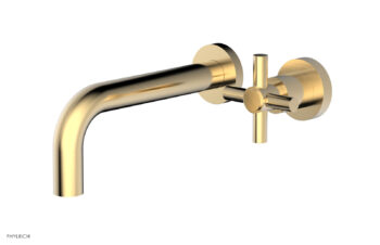 Phylrich Basic Single Handle Wall Lavatory Set - Cross Handle D131-15 - Satin Brass