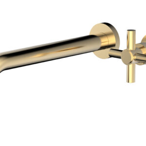 Phylrich Basic 10″ Single Handle Wall Lavatory Set – Cross Handle D131-16 – Satin Brass