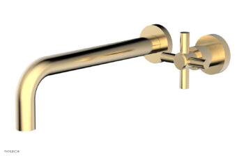 Phylrich Basic 10" Single Handle Wall Lavatory Set - Cross Handle D131-16 - Satin Brass