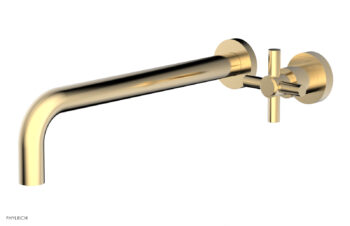 Phylrich Basic 12" Single Handle Wall Lavatory Set - Cross Handle D131-17 - Satin Brass