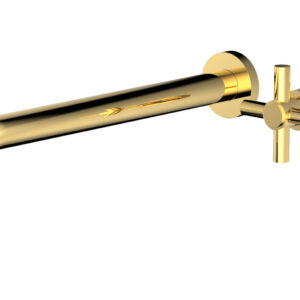 Phylrich Basic 12″ Single Handle Wall Lavatory Set – Cross Handle D131-17 – Polished Gold
