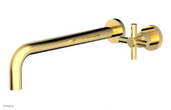 Phylrich Basic 12" Single Handle Wall Lavatory Set - Cross Handle D131-17 - Polished Gold