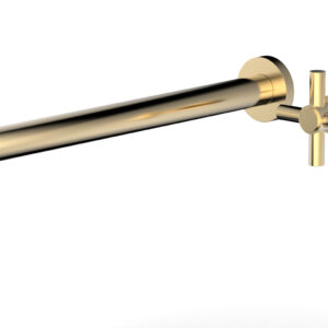 Phylrich Basic 14″ Single Handle Wall Lavatory Set – Cross Handle D131-18 – Satin Brass