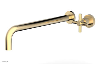 Phylrich Basic 14" Single Handle Wall Lavatory Set - Cross Handle D131-18 - Satin Brass