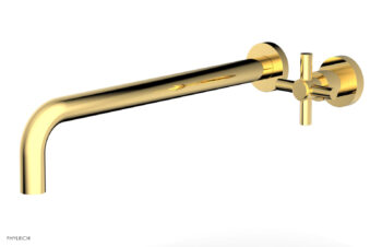 Phylrich Basic 14" Single Handle Wall Lavatory Set - Cross Handle D131-18 - Polished Gold