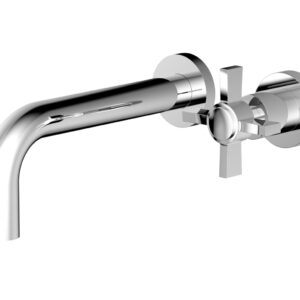 Phylrich Basic Single Handle Wall Lavatory Set – Cross Handle D132-15 – Polished Chrome