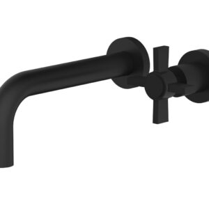 Phylrich Basic Single Handle Wall Lavatory Set – Cross Handle D132-15 – Matte Black