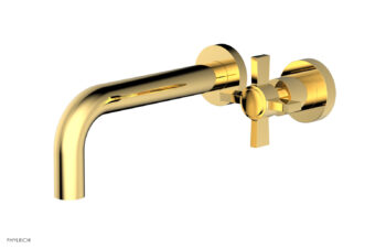 Phylrich Basic Single Handle Wall Lavatory Set - Cross Handle D132-15 - Polished Gold