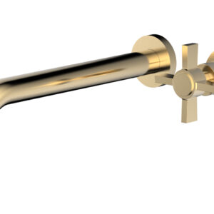Phylrich Basic 10″ Single Handle Wall Lavatory Set – Cross Handle D132-16 – Satin Brass