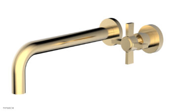 Phylrich Basic 10" Single Handle Wall Lavatory Set - Cross Handle D132-16 - Satin Brass