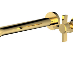 Phylrich Basic 10″ Single Handle Wall Lavatory Set – Cross Handle D132-16 – Polished Gold