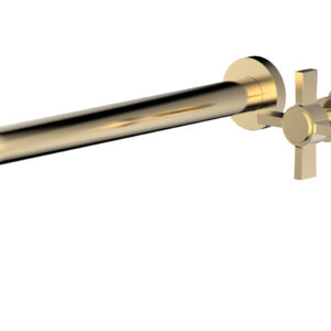 Phylrich Basic 12″ Single Handle Wall Lavatory Set – Cross Handle D132-17 – Satin Brass