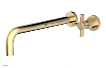 Phylrich Basic 12" Single Handle Wall Lavatory Set - Cross Handle D132-17 - Satin Brass