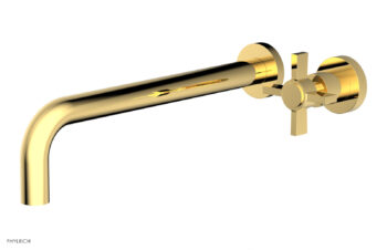 Phylrich Basic 12" Single Handle Wall Lavatory Set - Cross Handle D132-17 - Polished Gold