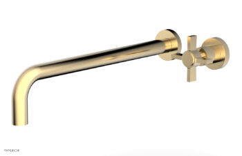 Phylrich Basic 14" Single Handle Wall Lavatory Set - Cross Handle D132-18 - Satin Brass