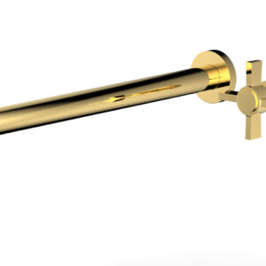 Phylrich Basic 14″ Single Handle Wall Lavatory Set – Cross Handle D132-18 – Polished Gold