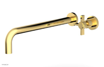 Phylrich Basic 14" Single Handle Wall Lavatory Set - Cross Handle D132-18 - Polished Gold