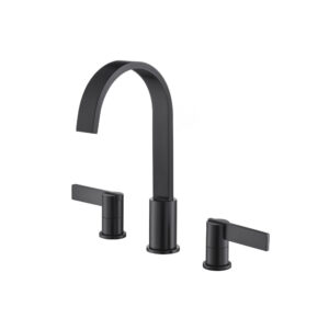 Isenberg Three Hole 8″ Widespread Two Handle Bathroom Faucet In Matte Black