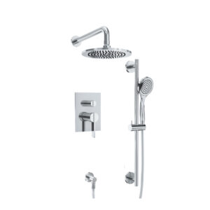 Flusso Two Output Shower Set With Shower Head, Hand Held And Slide Bar In Chrome