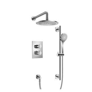 Flusso Two Output Shower Set With Shower Head, Hand Held And Slide Bar In Chrome