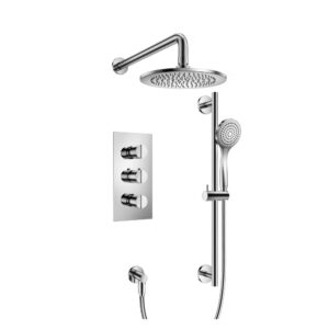 Flusso Two Output Shower Set With Shower Head, Hand Held And Slide Bar In Chrome