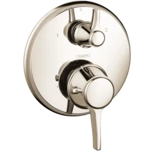 Hansgrohe Ecostat Classic Thermostatic Trim with Volume Control and Diverter, Round in Brushed Nickel