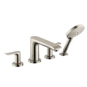 Hansgrohe Metris 4-Hole Roman Tub Set Trim with 1.75 GPM Handshower in Brushed Nickel