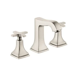 Hansgrohe Metropol Classic Widespread Faucet 110 with Cross Handles and Pop-Up Drain, 1.2 GPM in Brushed Nickel