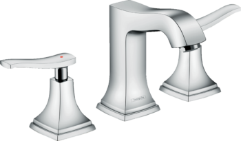 Hansgrohe Metropol Classic Widespread Faucet 110 with Lever Handles and Pop-Up Drain, 0.5 GPM in Brushed Nickel