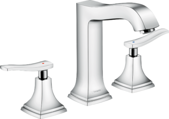 Hansgrohe Metropol Classic Widespread Faucet 160 with Lever Handles and Pop-Up Drain, 1.2 GPM in Chrome