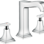 Hansgrohe Metropol Widespread Faucet 160 with Lever Handles and Pop-Up Drain, 1.2 GPM in Brushed Nickel