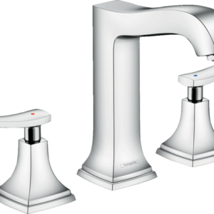 Hansgrohe Metropol Widespread Faucet 160 with Lever Handles and Pop-Up Drain, 1.2 GPM in Brushed Nickel