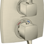 Hansgrohe Ecostat Classic Thermostatic Trim with Volume Control, Square in Brushed Nickel