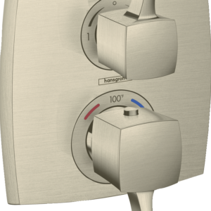 Hansgrohe Ecostat Classic Thermostatic Trim with Volume Control and Diverter, Square in Brushed Nickel