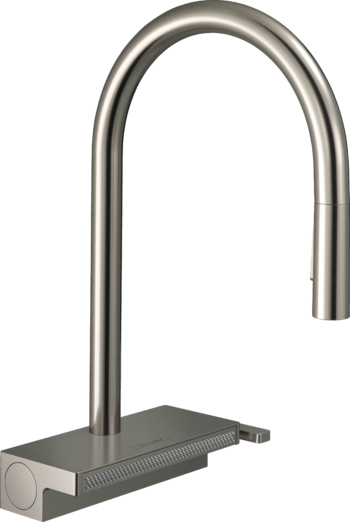 Hansgrohe Aquno Select HighArc Kitchen Faucet, 3-Spray Pull-Down, 1.75 GPM in Steel Optic