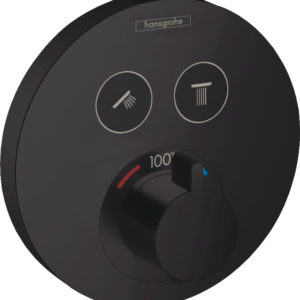 Hansgrohe ShowerSelect S Thermostatic Trim for 2 Functions, Round in Matte Black